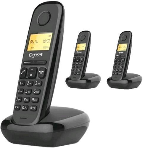 GIGASET A170 TRIO CORDLESS DECT +  2 AGGIUNTIVI COLORE NERO