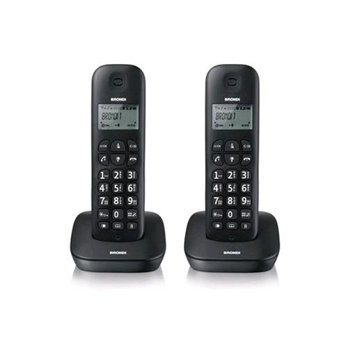 BRONDI GALA TWIN TELEFONO 2 CORDLESS DECT RUBRICA ID CHIAMATE SVEGLIA 7H AUTONOMIA COLORE NERO