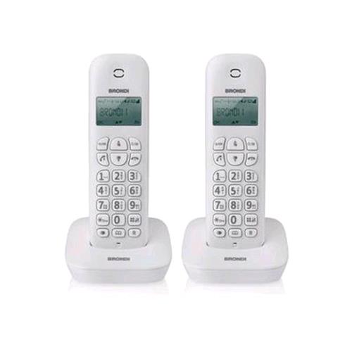 BRONDI GALA TWIN TELEFONO 2 CORDLESS DECT RUBRICA ID CHIAMATE SVEGLIA 7H AUTONOMIA COLORE BIANCO 