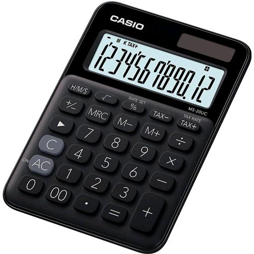CASIO MS-20UC-BK CALCOLATRICE DA TAVOLO 12 CIFRE COLORE NERO
