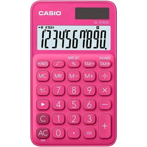 CASIO SL-310UC-RD CALCOLATRICE TASCABILE 10 CIFRE COLORE CON CUSTODIA FUCSIA