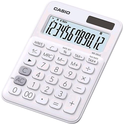 CASIO MS-20UC-WE CALCOLATRICE DA TAVOLO 12 CIFRE COLORE BIANCO