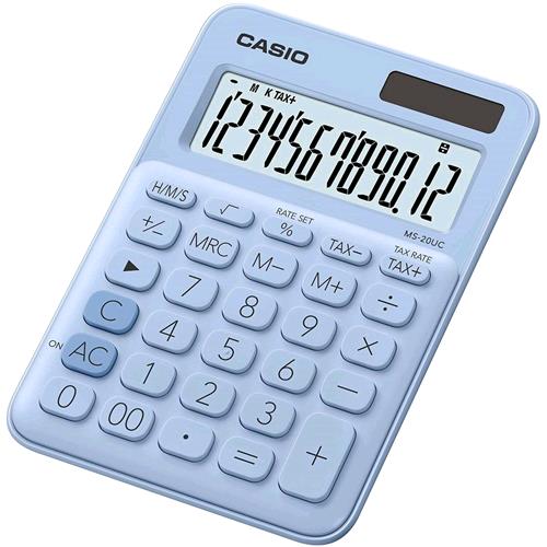CASIO MS-20UC-LB CALCOLATRICE DA TAVOLO 12 CIFRE AZZURRO