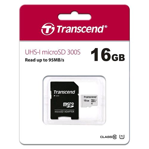 TRANSCEND TS16GUSD300S-A MICRO SDHC 16GB CLASSE 10 + ADATTATORE 