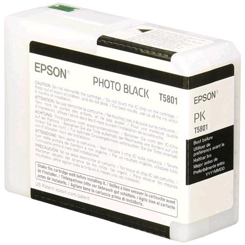 EPSON T5801 TANICA NERO FOTOGRAFICO PER STYLUS PRO 3800/GRAPHICS/RATEMIRATE/3 ANNI ON-SITE GARANZIA ITALIA (C13T580100)