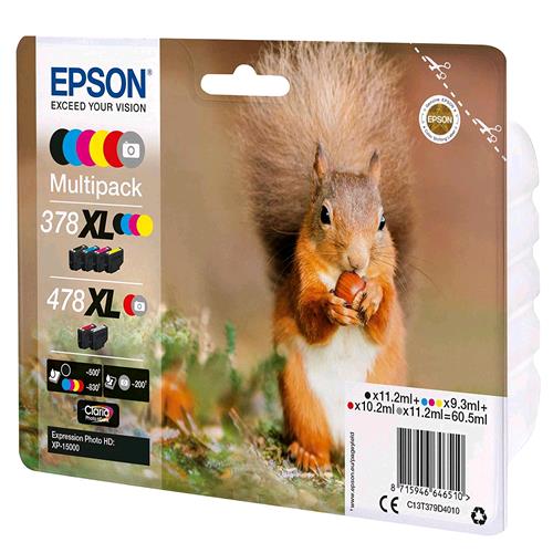 EPSON MULTIPACK 378 XL CARTUCCE INK NERO + CIANO + CIANO CHIARO + MAGENTA + MAGENTA CHIARO + GIALLO + 478 XL NERO