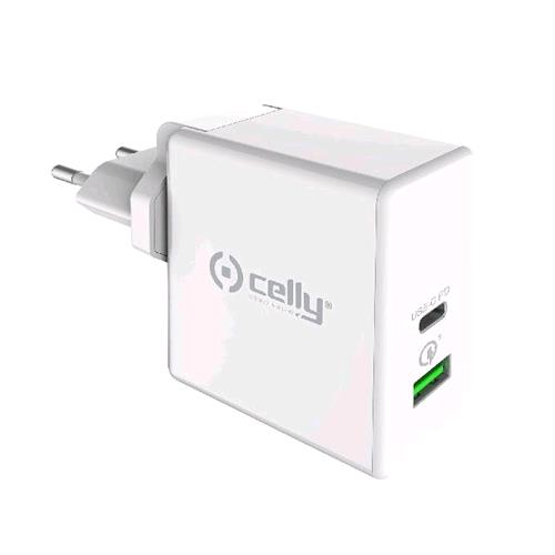 CELLY PROPOWER CARICABATTERIE 1xUSB-A 1xUSB-C 45W BIANCO