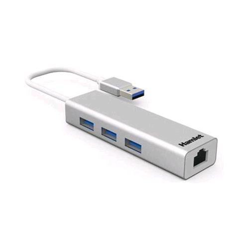 HAMLET XHUB330LAN HUB USB 3.0 + LAN 3 X SUPERSPEED USB 3.0 + 1 X 1000 BASE-T - DESKTOP