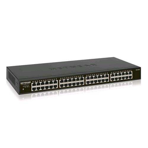 NETGEAR GS348-100EUS SWITCH 48 PORTE NO GESTITO GIGABIT ETHERNET (10/100/1000) NERO 1U