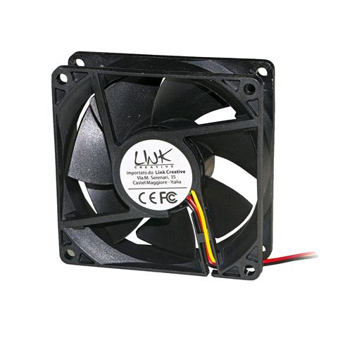 LINK LKV8025 VENTOLA PER CASE 80X80X25MM 12V CONNETTORE 3 FILI CON VITI INCLUSE NERO