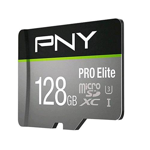 PNY PRO ELITE SCHEDA MICROSDXC DA 128 GB CLASSE 10 UHS-I U3 100 MB/S A1 V30 NERO GRIGIO
