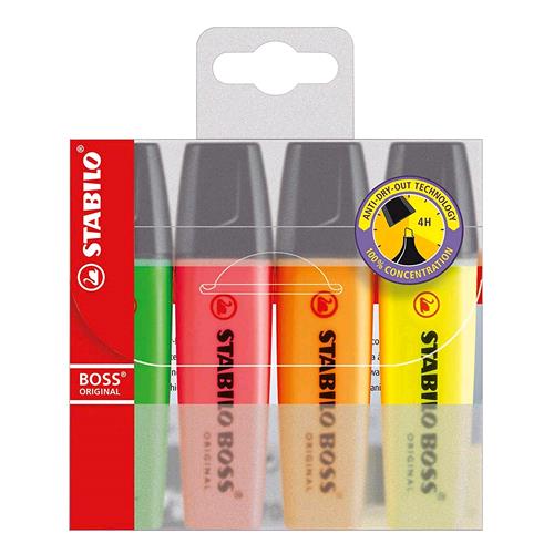 STABILO BOSS ORIGINAL EVIDENZIATOREL COLORI ASSORTI 4 Pz