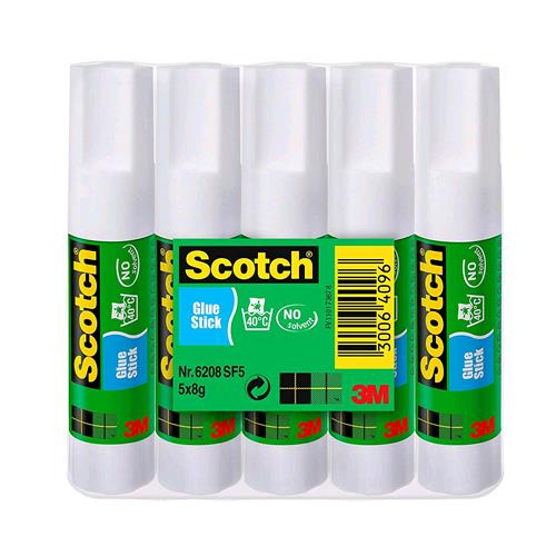SCOTCH COLLA STICK PERMANENTE SENZA SOLVENTI 8GR CONFEZIONE DA 5 PEZZI COLORE BIANCO