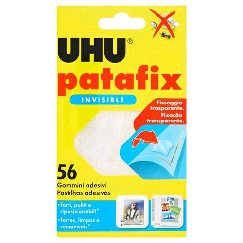 UHU PATAFIX INVISIBILE 56 GOMMINI IDEALE PER POSTER FOTO CARTOLINE MEMO E DECORAZIONI SU MURI