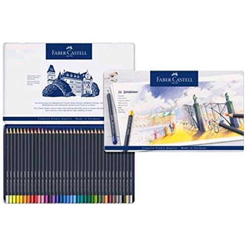 FABER CASTELL GOLDFABER PASTELLI 3.3 mm COLORI ASSORTITI ASTUCCIO IN METALLO CONF. 36 Pz.
