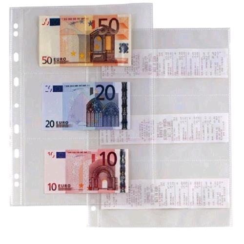 SEI ROTA ATLA BUSTE PORTA BANCONOTE CON FORATURA UNIVERSALE IN PP CM 21X29.7 A4 6 SPAZI TRASPARENTE CONF 10 Pz.