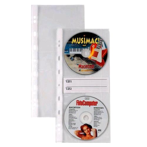 SEI ROTA ATLA BUSTE PORTA CD/DVD CON FORATURA UNIVERSALE IN PP CM 12.5X29.7 A4 2 TASCHE TRASPARENTE CONF 10 Pz.