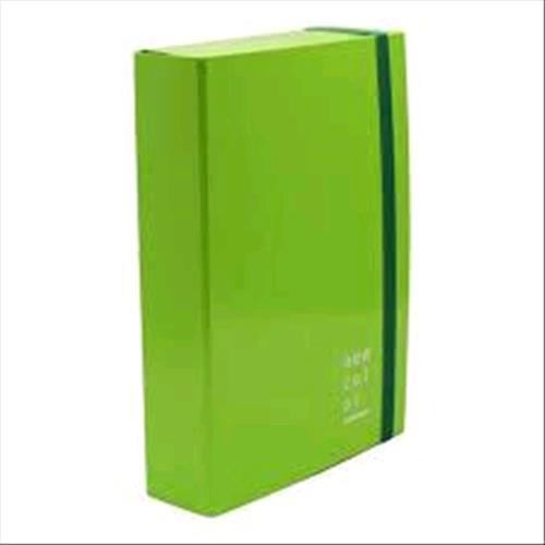 BREFIOCART NEW COLOR CARTELLE C/ELASTICO PIATTO IN CARTONCINO PLASTIFICATO 250X350MM A4 DORSO 10CM COL. VERDE CHIARO