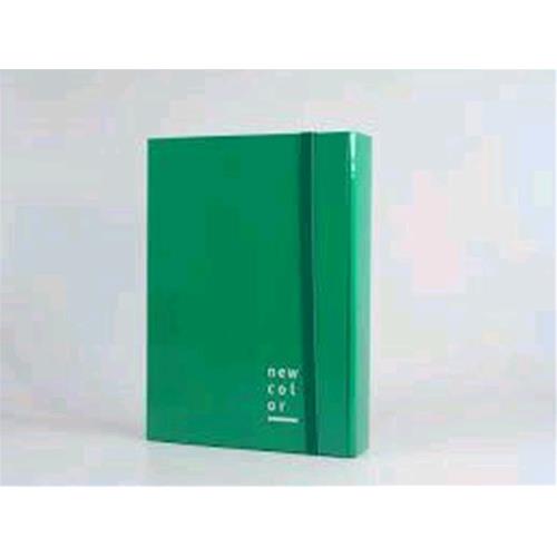 BREFIOCART NEW COLOR CARTELLE C/ELASTICO PIATTO IN CARTONCINO PLASTIFICATO 250X350MM A4 DORSO 10CM COL. VERDE 