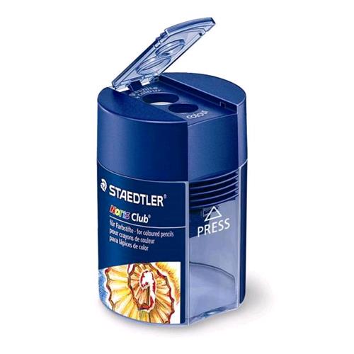 STAEDTLER NORISCLUB TEMPERAMATITE IN PLASTICA 2 FORI  8-10 mm CON SERBATOIO COL. BLU CONF 10 Pz.