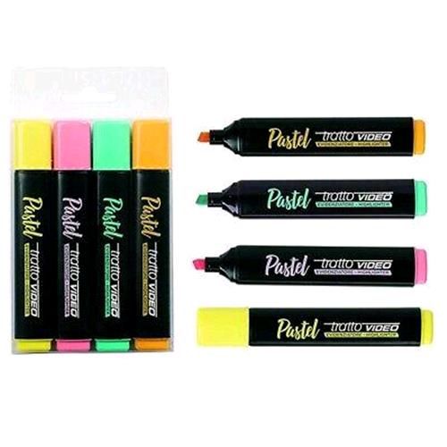 TRATTO VIDEO PASTEL EVIDENZIATORE COL. ASSORITI PASTELLO CONF 4 Pz.