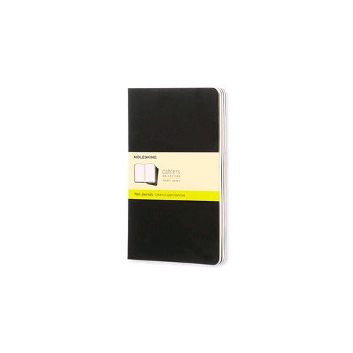 MOLESKINE CAHIER JOURNAL LARGE BLACK PLAIN QUADERNO 210 X 130 MM 80 FOGLI COL. NERO CONF 3 Pz. 