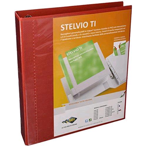 SEI ROTA STELVIO RACCOGLITORE PERSONALIZZABILE 4 ANELLI A D DA 30MM IN COLPAN 220X300MM DORSO 4.5CM COL. ROSSO