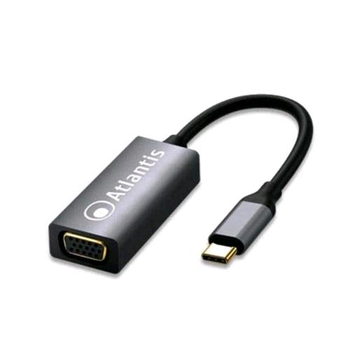 ATLANTIS LAND A04-TC_VGA ADATTATORE GRAFICO DA USB TYPE-C a VGA 1920 x 1080 PIXEL NERO 