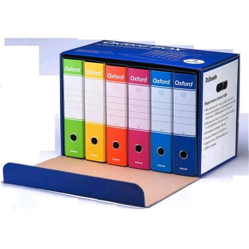 ESSELTE OXFORD G85 BOX REGISTRATORI FORMATO PROTOCOLLO 230X330X80 mm COL. ASSORTITI CONF 6 Pz.