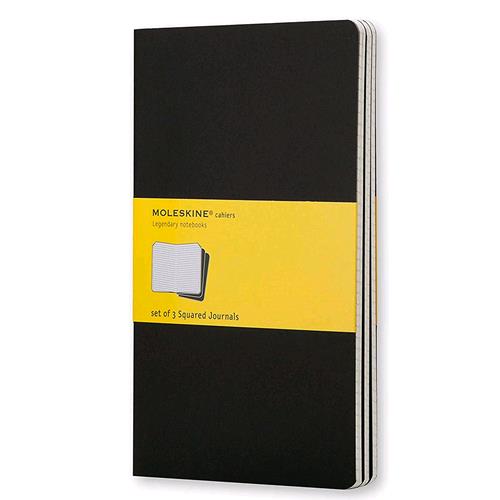 MOLESKINE CAHIER JOURNAL LARGE BLACK SQUARED CAHIER QUADERNO A QUADRETTI 210 X 130 MM 80 FOGLI COL. NERO CONF 3 PZ.