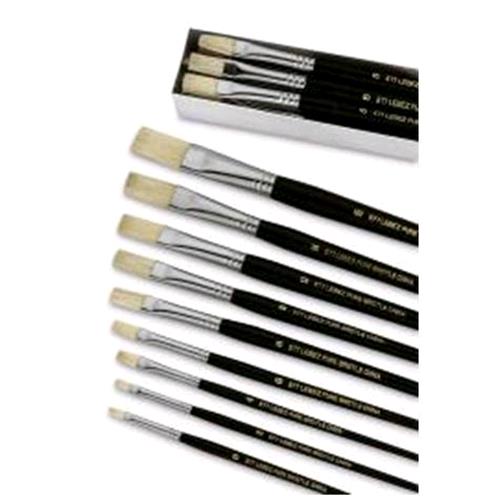 LEBEZ PENNELLI IN PURA SETOLA PUNTA A SPATOLA DIMENSIONE 10 MANICO IN LEGNO COL. NERO CONF 12 Pz.