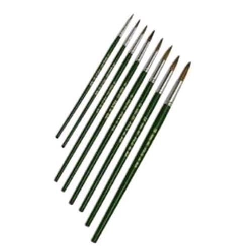 LEBEZ PENNELLI IN VERO PELO DI BUE PUNTA TONDA DIMENSIONE 2 MANICO IN LEGNO COL. VERDE CONF 12 Pz.