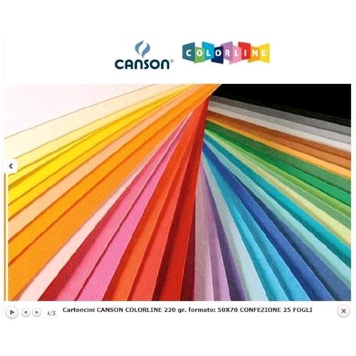 CANSON COLORLINE CARTONCINI COLORATI 50X70 mm 220 GR COL. ROSSO VIVO CONF 25 Pz.
