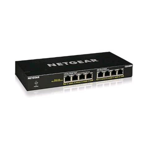 NETGEAR GS308PP SWITCH 8 PORTE NON GESTITO GIGABIT ETHERNET (10/100/1000) NERO SUPPORTO POWER OVER ETHERNET (POE)