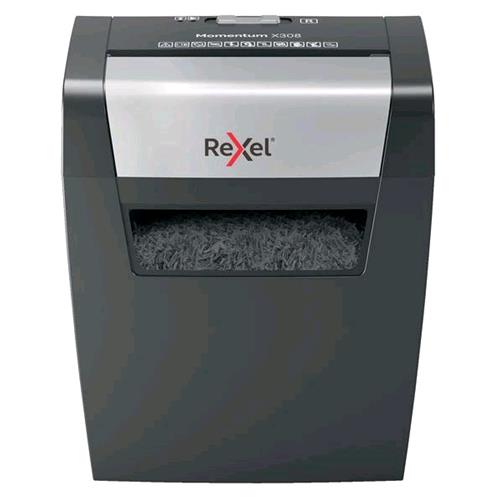 REXEL MOMENTUM X308 DISTRUGGIDOCUMENTI A FRAMMENTO CESTINO 15LT CAPACITA' 8 FOGLI COL. GRIGIO