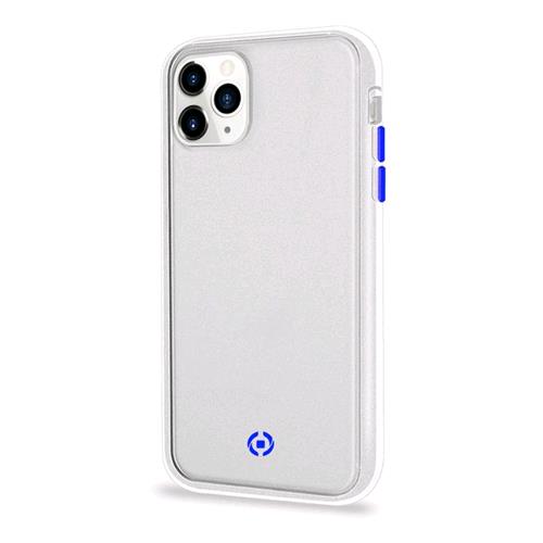 CELLY GLACIER1002WH APPLE iPHONE 11 PRO MAX COVER IN TPU CON RETRO OPACO TRASPARENTE E TASTI IN COLORI A CONTRASTO BIANCO