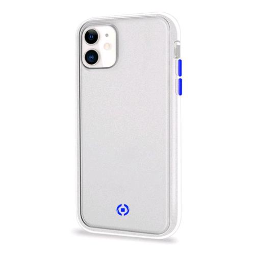 CELLY APPLE iPHONE 11 COVER IN TPU CON RETRO OPACO TRASPARENTE E TASTI IN COLORI A CONTRASTO BIANCO