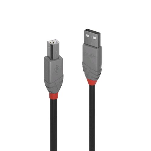 LINDY CAVO USB 2.0 ANTHRA LINE TIPO A MASCHIO A B MASCHIO DOPPIA SCHERMATURA GUSCIO IN PVC 3 MT