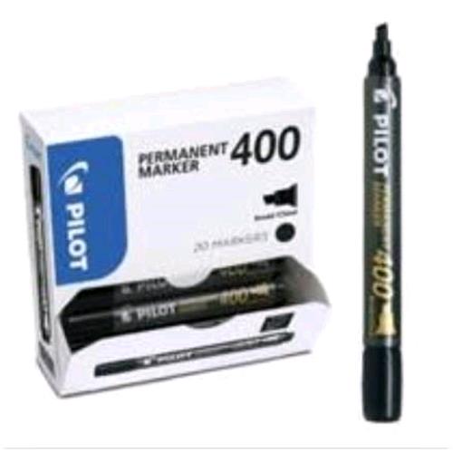 PILOT 400 MARCATORE PERMANENTE PUNTA A SCALPELLO 4 mm NERO CONF 20 Pz.
