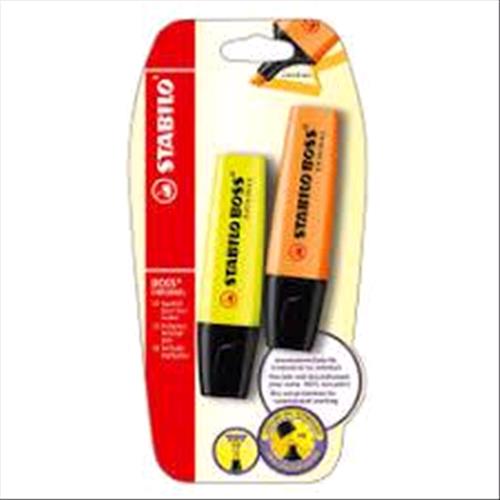 STABILO BOSS ORIGINAL EVIDENZIATORE TRATTO 2/5 MM GIALLO/ARANCIO CONF 2 Pz.