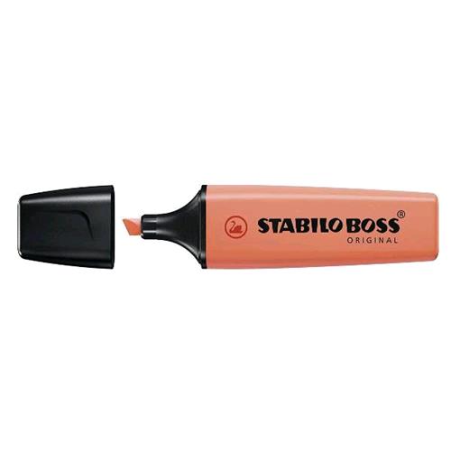 STABILO BOSS ORIGINAL PASTEL EVIDENZIATORE PUNTA A SCALPELLO 2/5 mm ROSA CORALLO CONF 10 Pz.