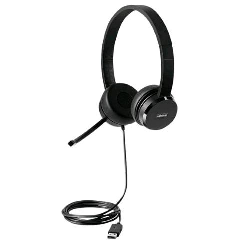 LENOVO 100 CUFFIE STEREO CON MICROFONO USB ON-EAR NERO