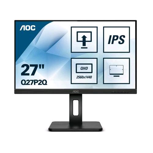 AOC Q27P2Q 27" LED QUAD HD FORMATO 16:9 CONTRASTO 1.000:1 1xVGA 1xHDMI 1xDISPLAY PORT 4xUSB COLORE NERO GARANZIA ITALIA