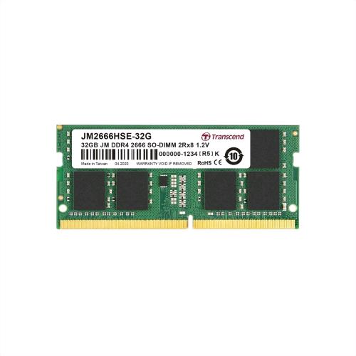 TRANSCEND JM2666HSE-32G MEMORIA RAM 32GB 2.666MHz TIPOLOGIA SO-DIMM TECNOLOGIA DDR4