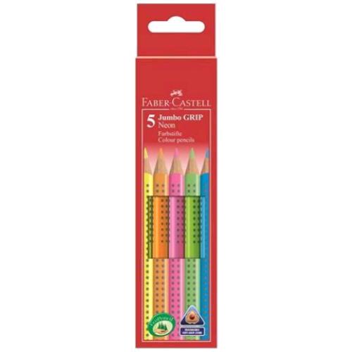 FABER-CASTELL MATITE COLORATE JUMBO GRIP NEON  COLORI ASSORTITI 5 Pz