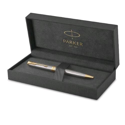 PARKER SONNET STAINLESS STEEL GT PENNA SFERA PUNTA TONDA 1mm INCHIOSTRO NERO CONFEZIONE REGALO