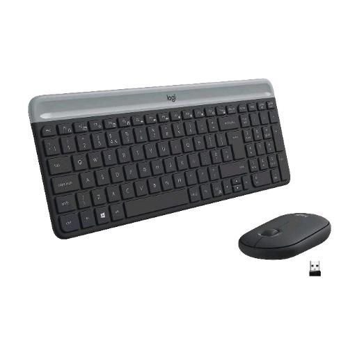 LOGITECH MK470 TASTIERA E MOUSE USB WIRELESS QWERTY US MOUSE OTTICO 1.000 DPI 3 PULSANTI NERO GRIGIO