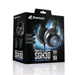 SHARKOON SKILLER SGH30 CUFFIE STEREO GAMING HEADSET USB SOUND CARD VIRTUAL SOUND 7.1 RGB NERO