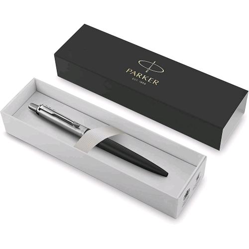 PARKER JOTTER XL MATTE BLACK PENNA A SFERA PUNTA MEDIA FINITURA CROMATA INCHIIOSTRO BLU CONFEZIONE REGALO 