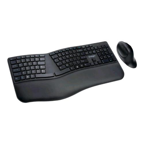 KENSINGTON PRO FIT ERGO WIRELESS KEYBOARD AND MOUSE  SET TASTIERA + MOUSE 16.000DPI SENZA FILI BLUETOOTH 4.0 2.4 GHZ NERO